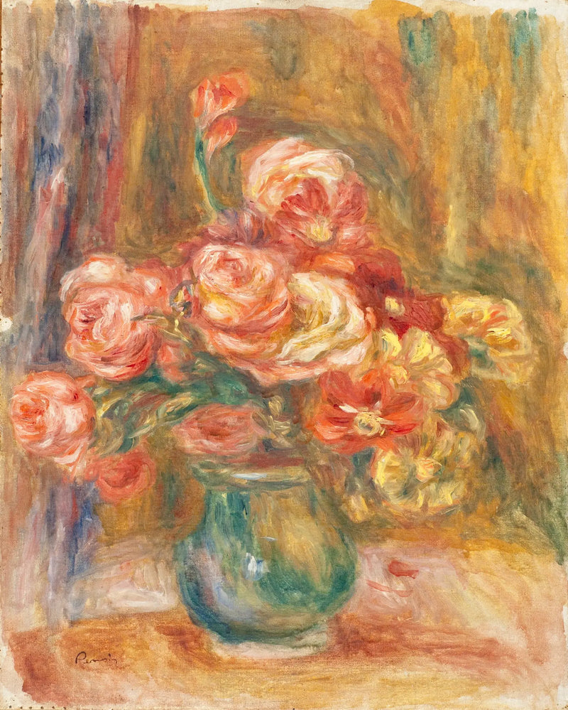 Jarrón de rosas - Pierre-Auguste Renoir