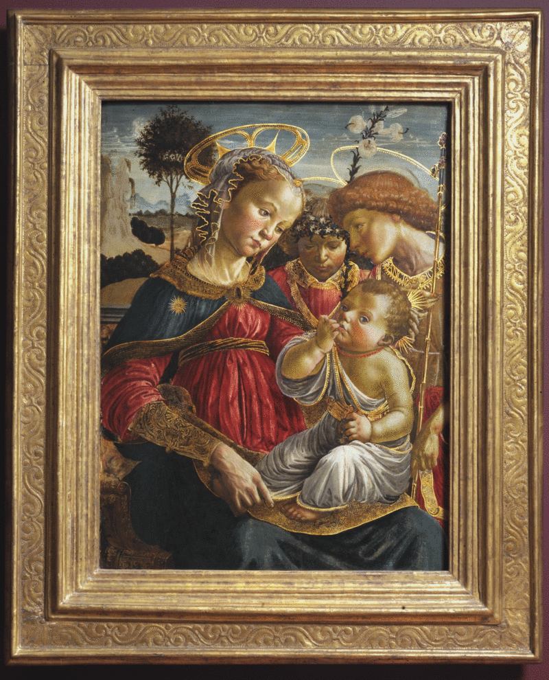 La Vierge, saint Jean-Baptiste et un ange adorant l'Enfant Jésus - Sandro Botticelli