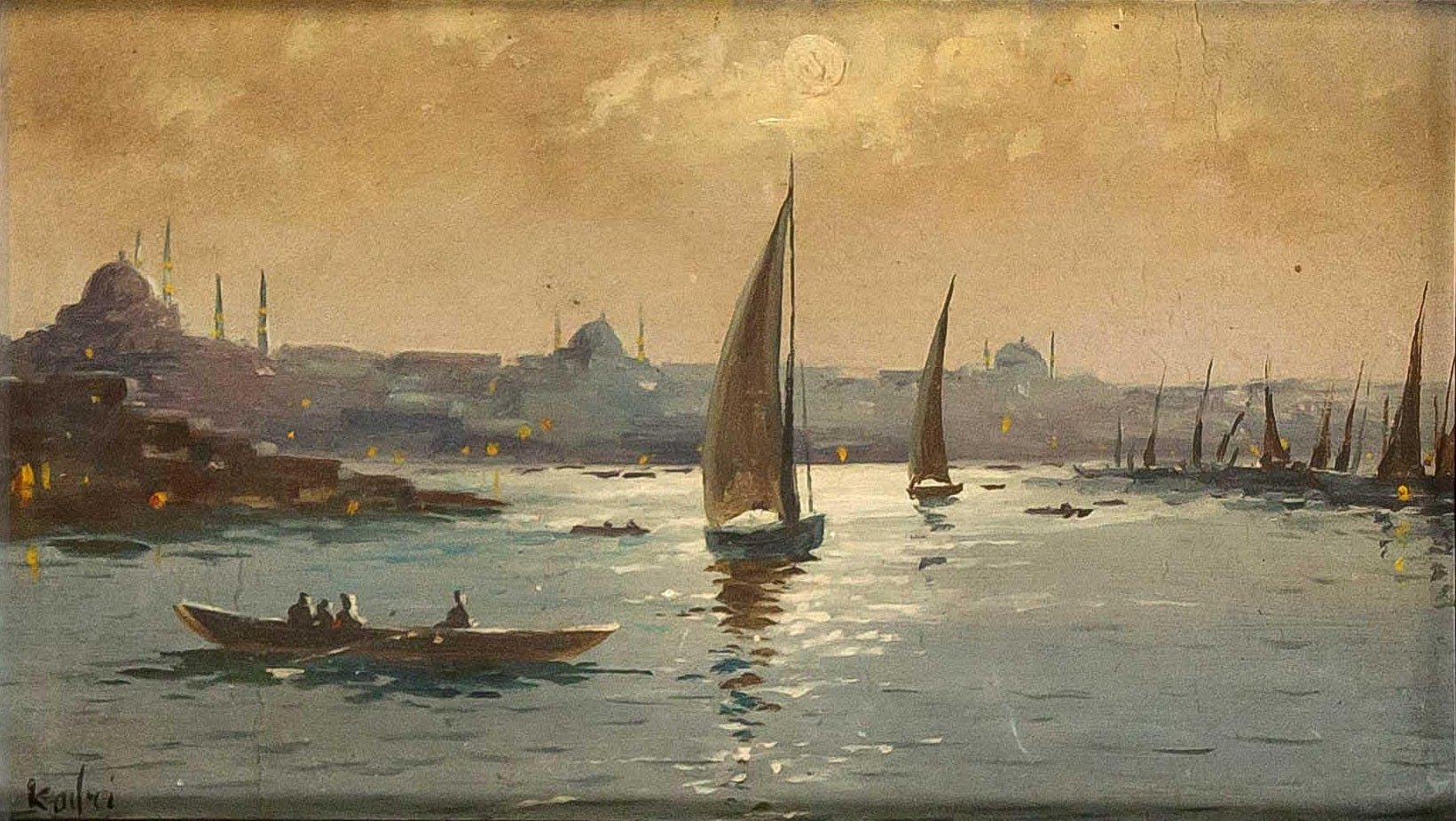 Vue d’Istanbul sur le Bosphore — Müfide Kadri, vers 1910, huile sur toile