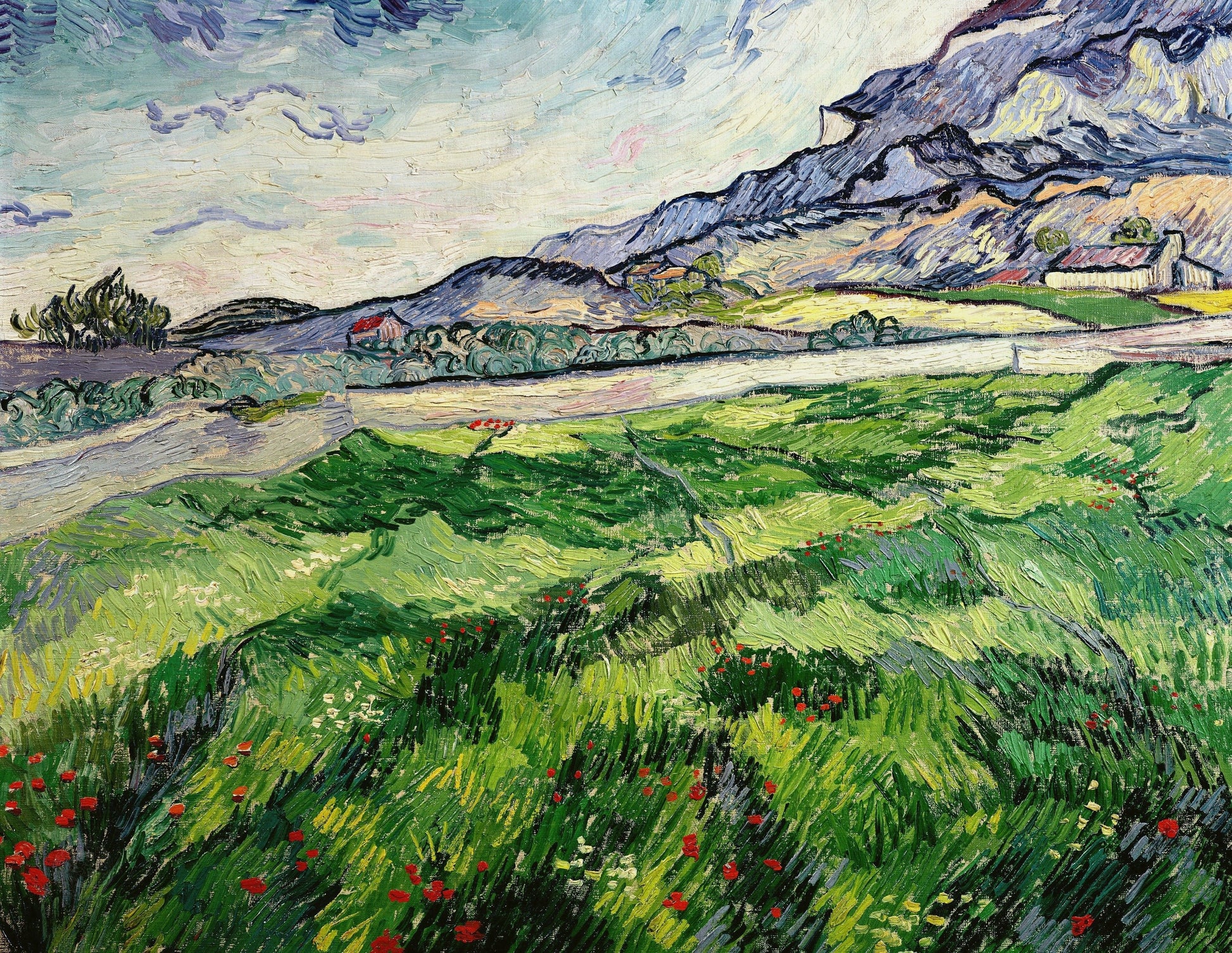 Reproduction du tableau « Champ de blé vert - Vincent van Gogh » par Alpha Reproduction en peinture à l’huile