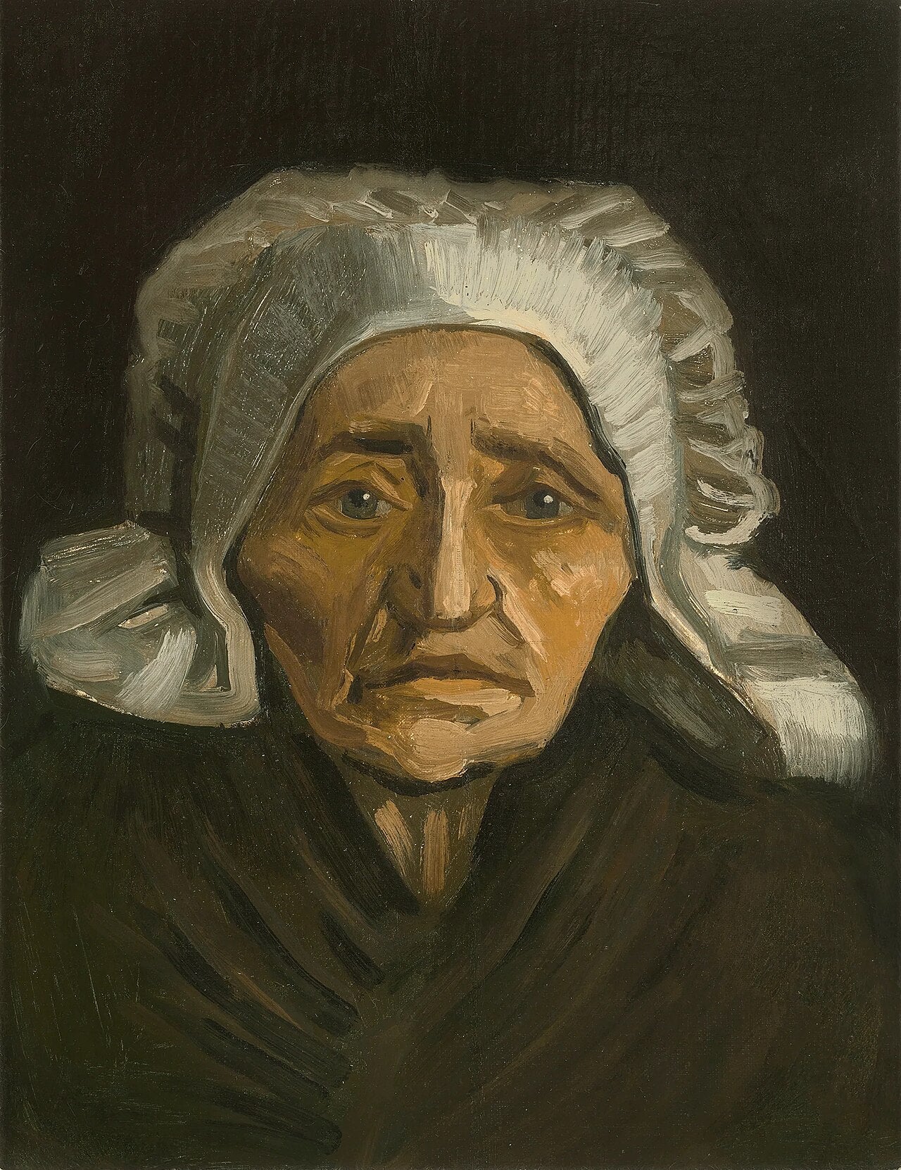 👵 Cabeza de campesina con cofia blanca – Vincent van Gogh (1884)