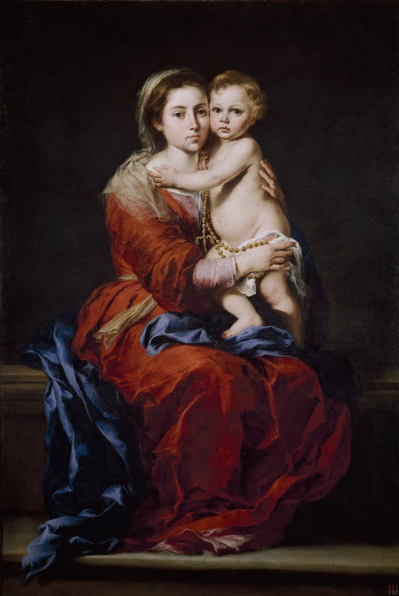 Virgen con el Niño y un rosario - Bartolomé Esteban Murillo