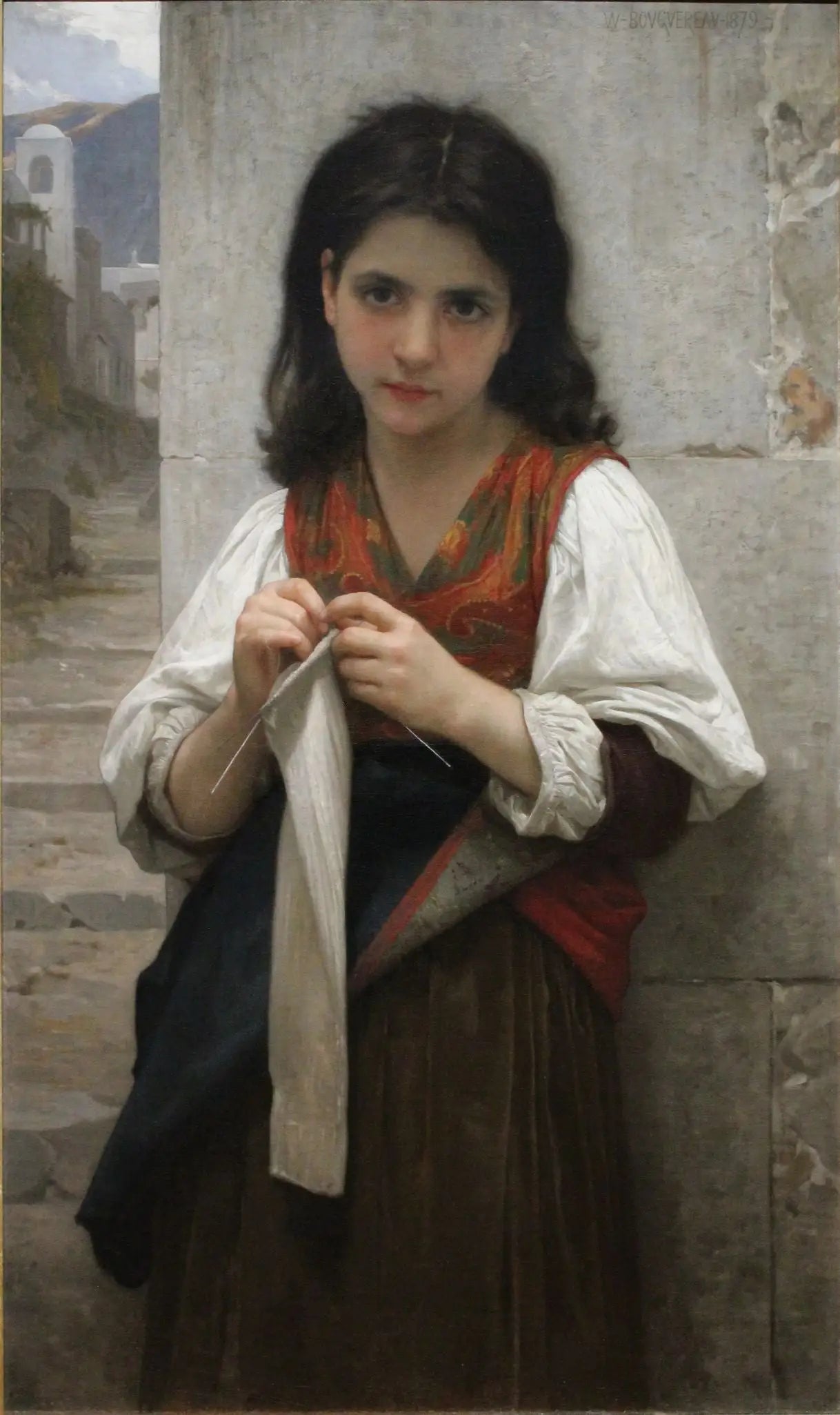 Reproduction du tableau « Tricoteuse - Bouguereau » par Alpha Reproduction en peinture à l’huile