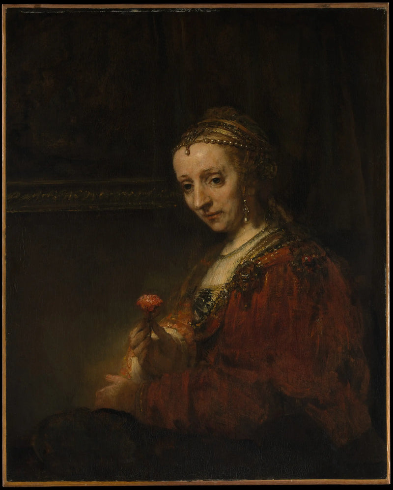 Mujer con una rosa - Rembrandt