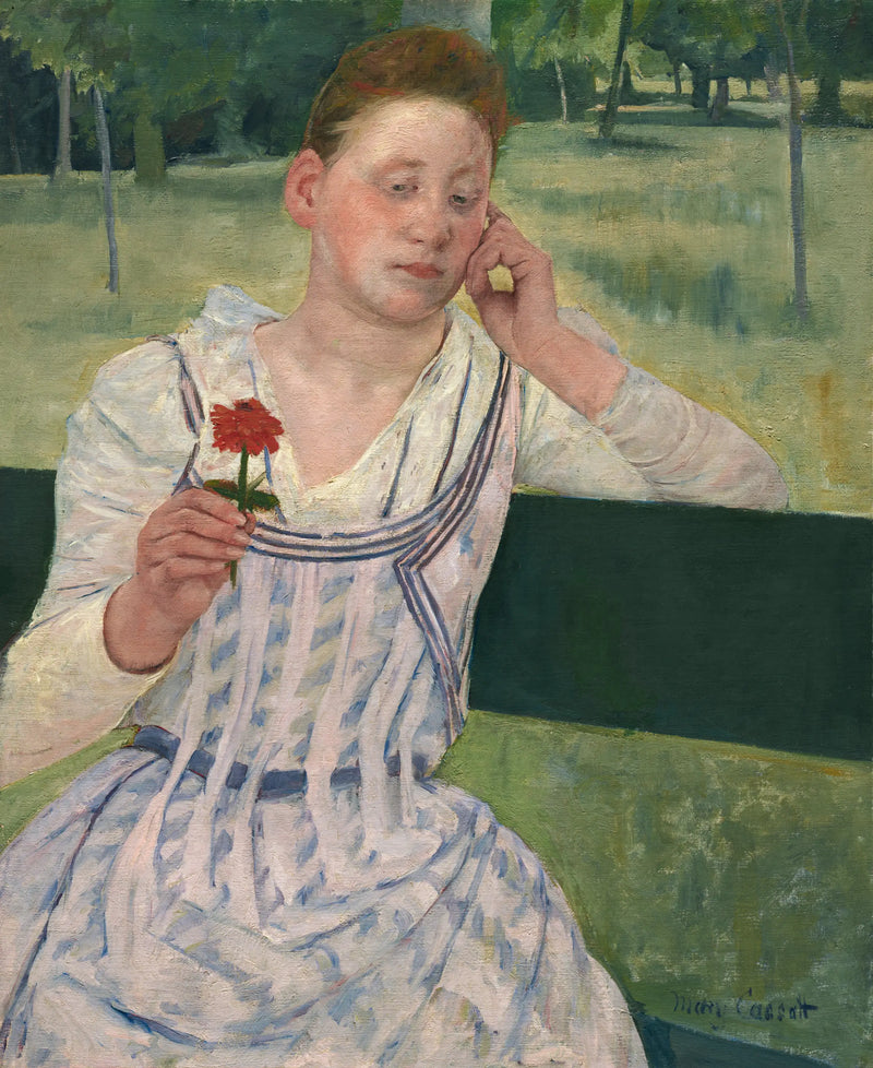 Mujer con un zinnia rojo - Mary Cassatt