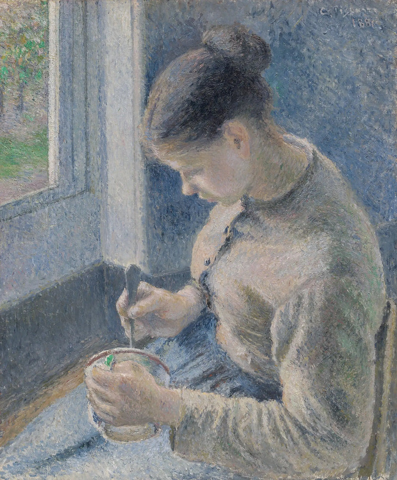 Joven campesina tomando su café - Camille Pissarro