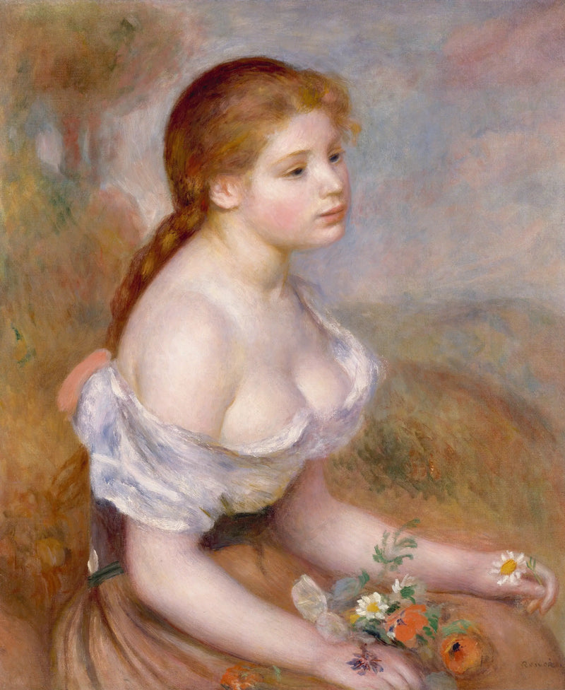 Joven chica con margaritas - Pierre-Auguste Renoir