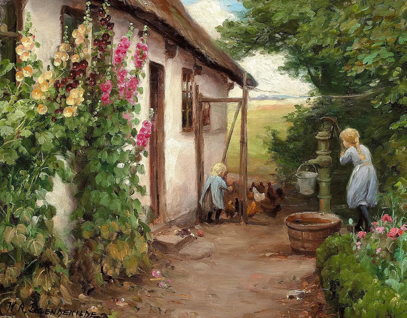 En el exterior de la granja. - H. A. Brendekilde