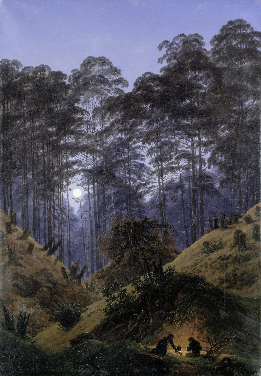 À l'intérieur de la forêt au clair de lune - Caspar David Friedrich image 1 tableau peint à l’huile sur toile