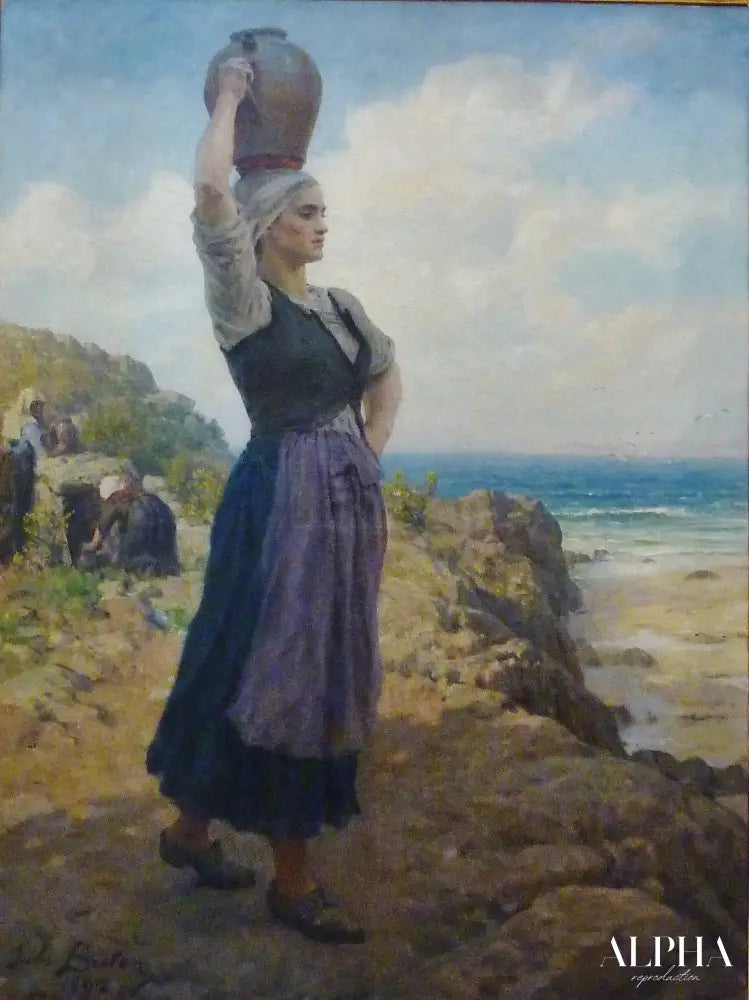 À la fontaine - Jules Breton - Reproductions de tableaux et peintures haut de gamme