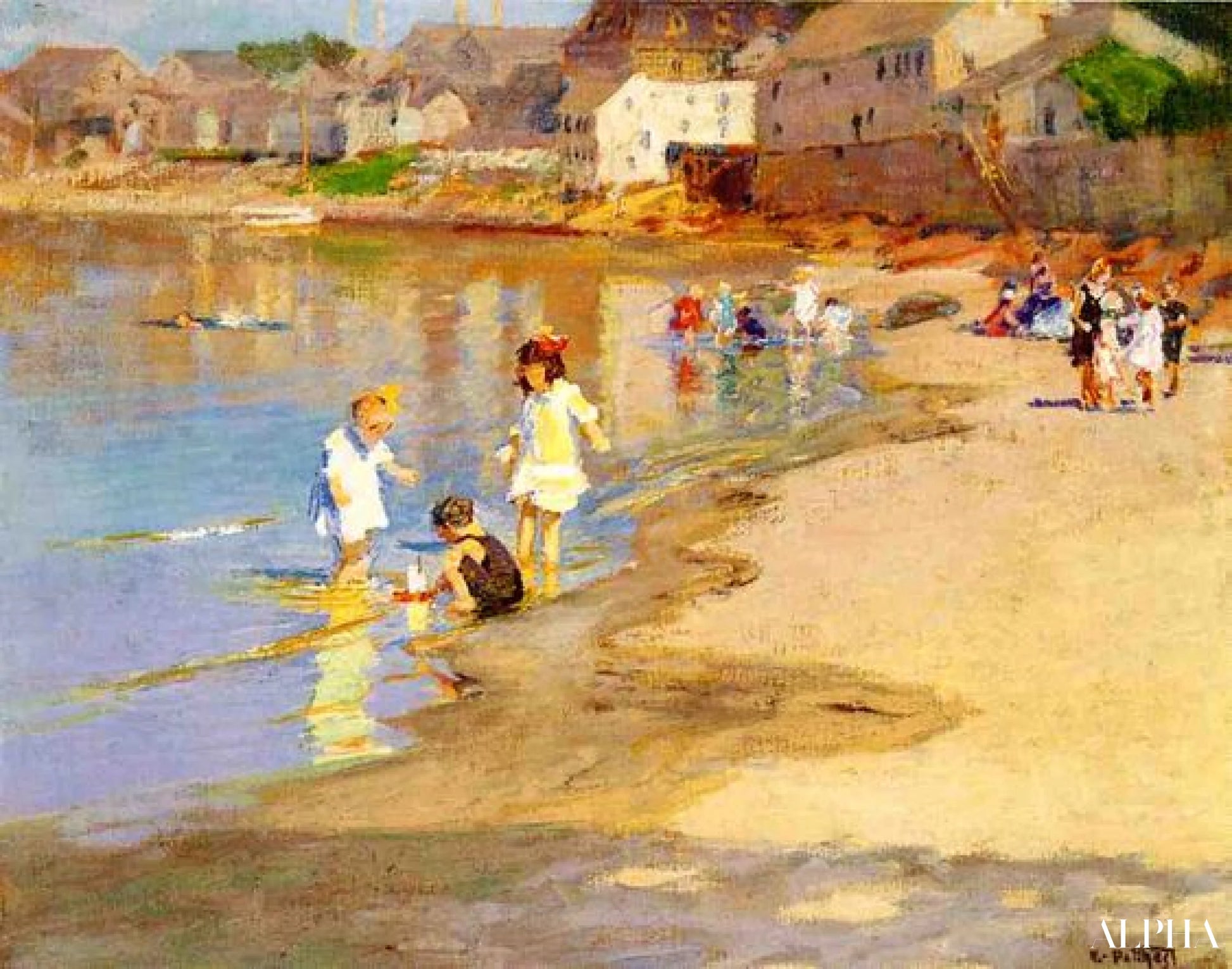 At the Beach of Edward Henry Potthast - Reproductions de tableaux et peintures haut de gamme