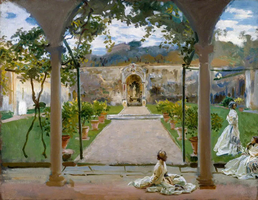 En Torre Galli: Damas en un jardín - John Singer Sargent