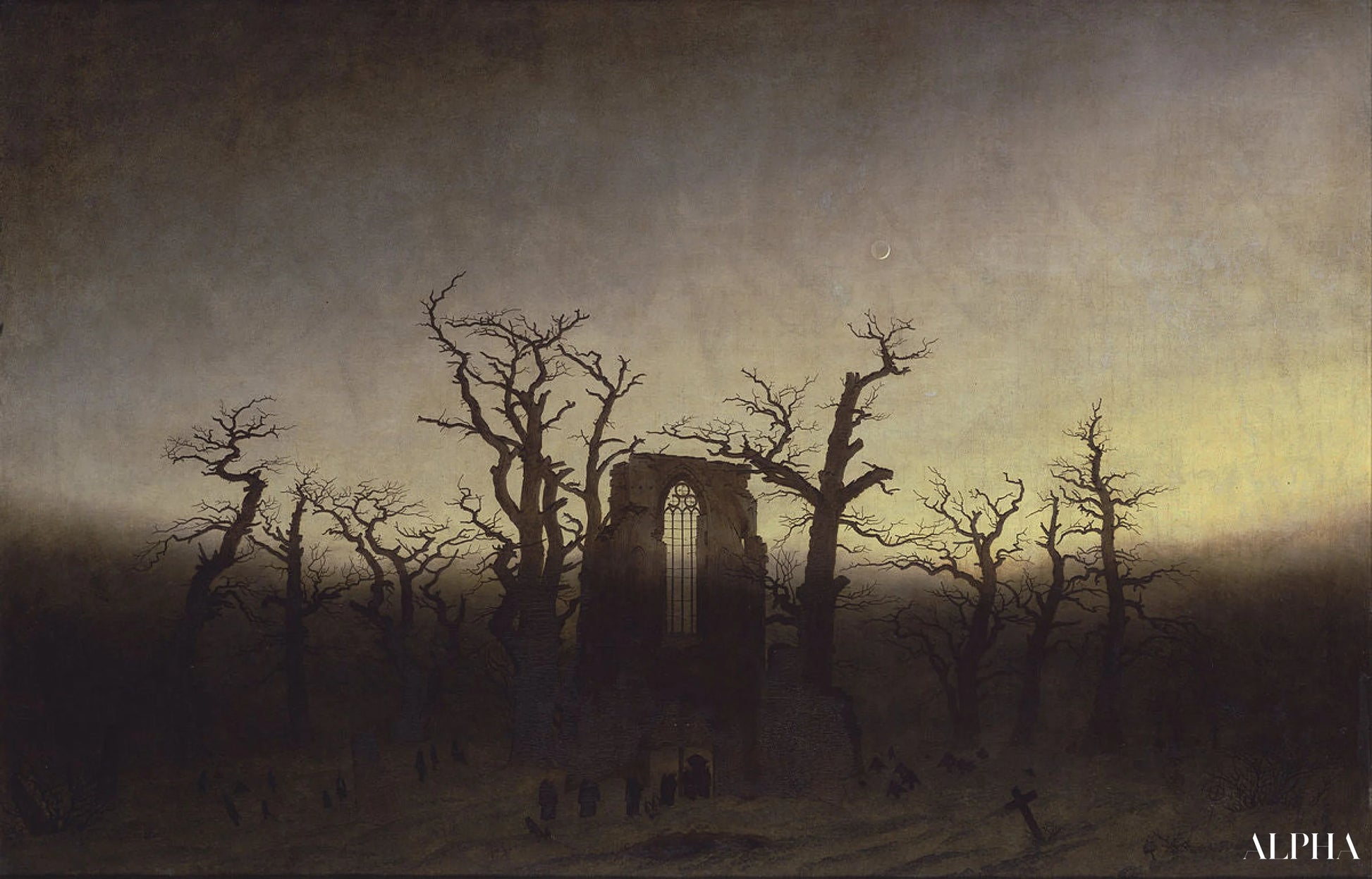 Abbaye dans la forêt de chênes - Caspar David Friedrich - Reproductions de tableaux et peintures haut de gamme