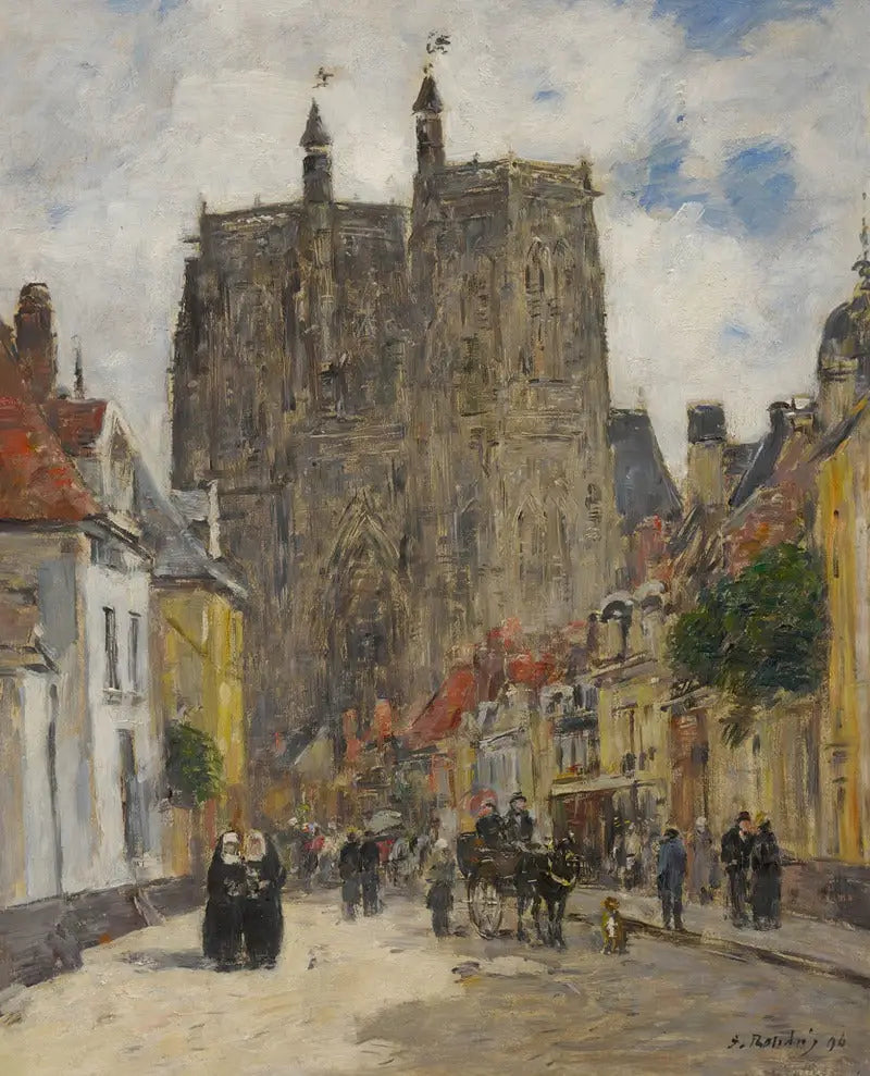 Abbeville : Église de Saint-Vulfran - Eugène Boudin image 1 reproduction de peinture à l’huile