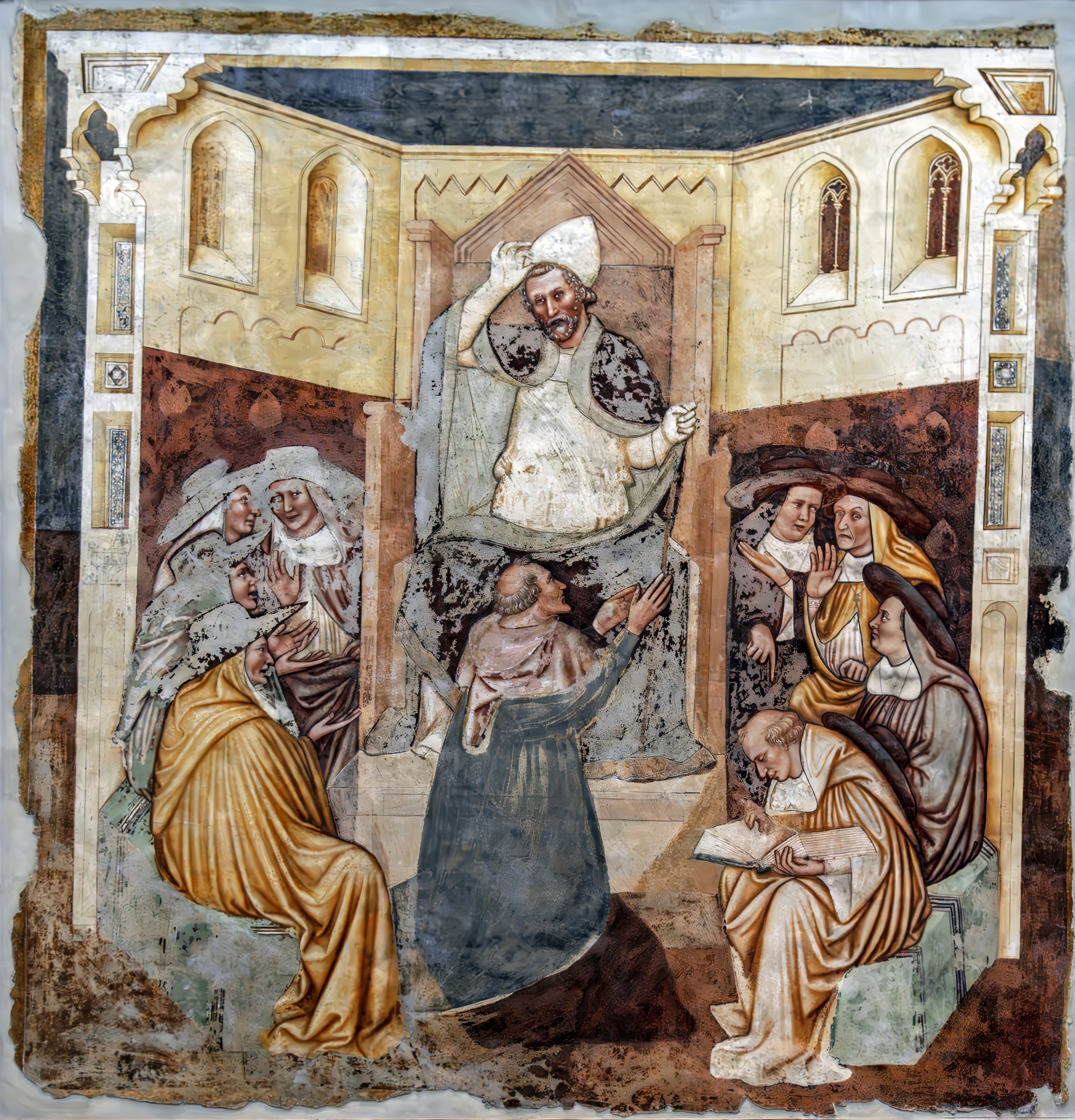 Abdication du pape (Histoires de sainte Ursule) - Tomaso da Modena image 1 copie peinte à la main à l’huile