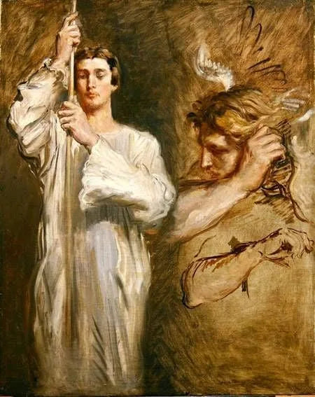 Acolito portador de cruz y figura de ángel - Théodore Chassériau