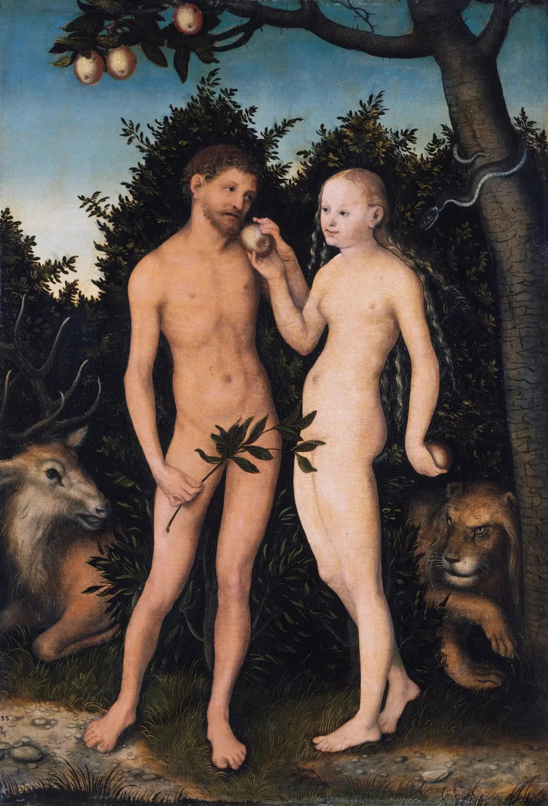 Adán y Eva en el Paraíso - Lucas Cranach el Viejo