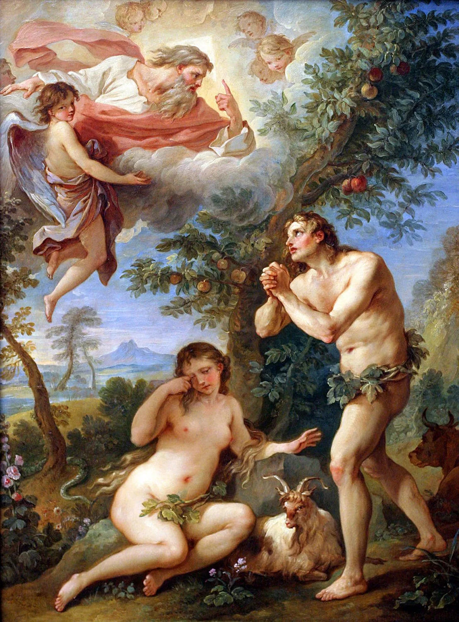 Adam et Ève chassés du Paradis terrestre - Charles-Joseph Natoire image 1 tableau peint à l’huile sur toile