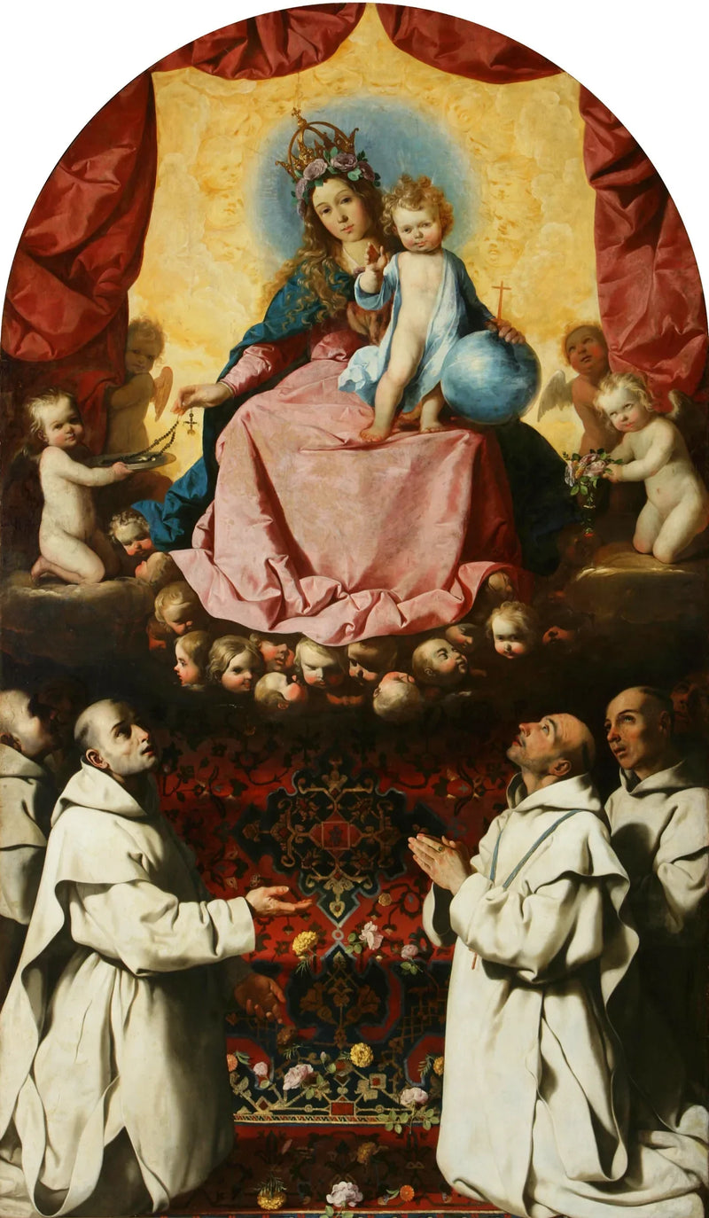 Adoración de la Virgen del Rosario por los Cartujos. - Francisco de Zurbarán