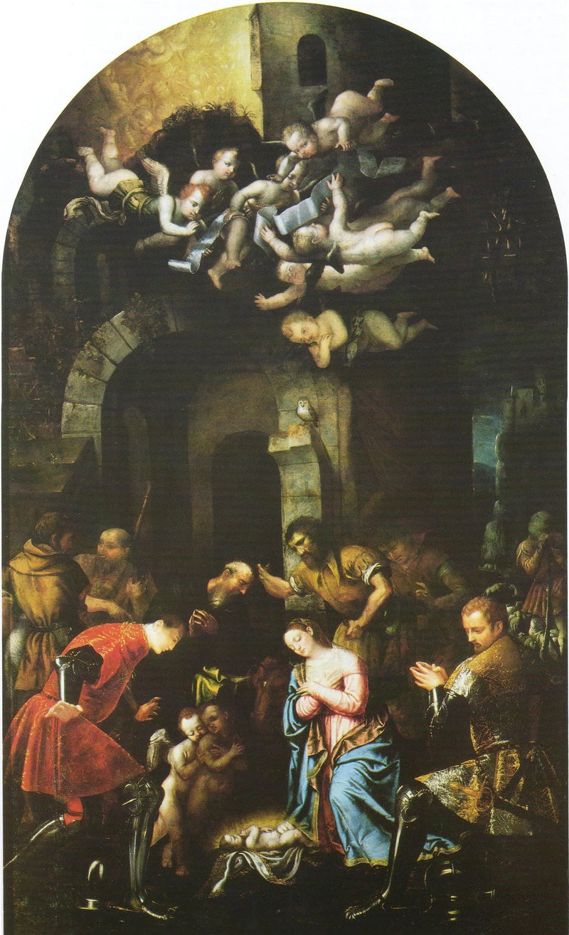 Adoración de los pastores con los santos Nazario y Celso - Alessandro Bonvicino