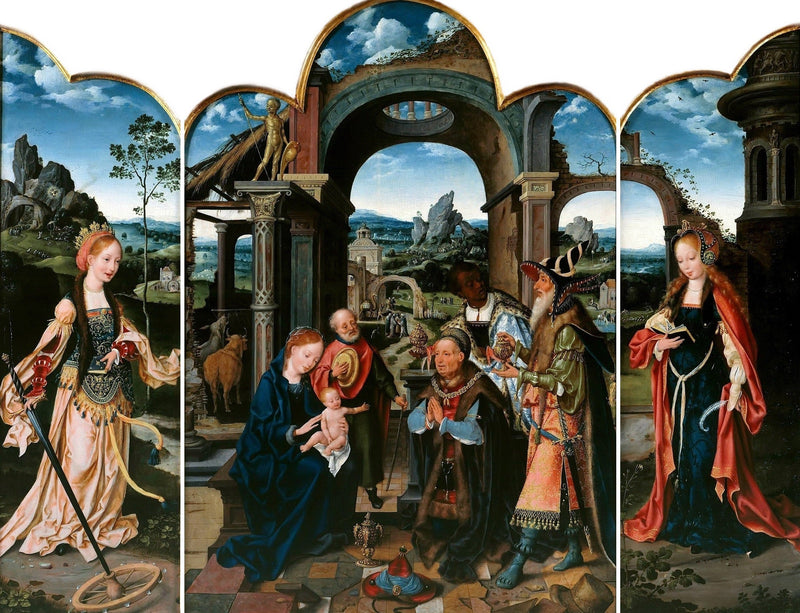 Adoración de los Reyes Magos con Sigismundo I de Polonia. - Joos van Cleve