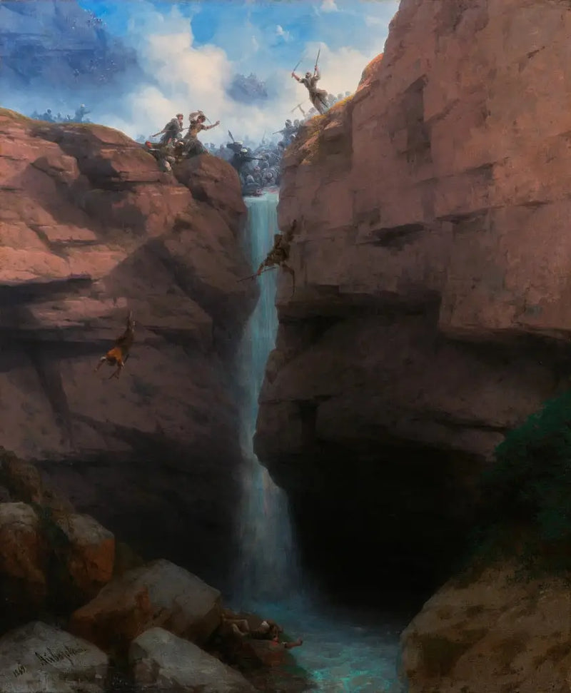 Enfrentamientos entre los Chirvans y los Mourides en Gunib - Ivan Aïvazovski