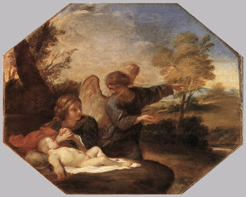Agar y Ismael en el desierto - Andrea Sacchi