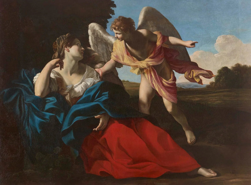 Agar socorrida por el ángel en el desierto - Giovanni Lanfranco