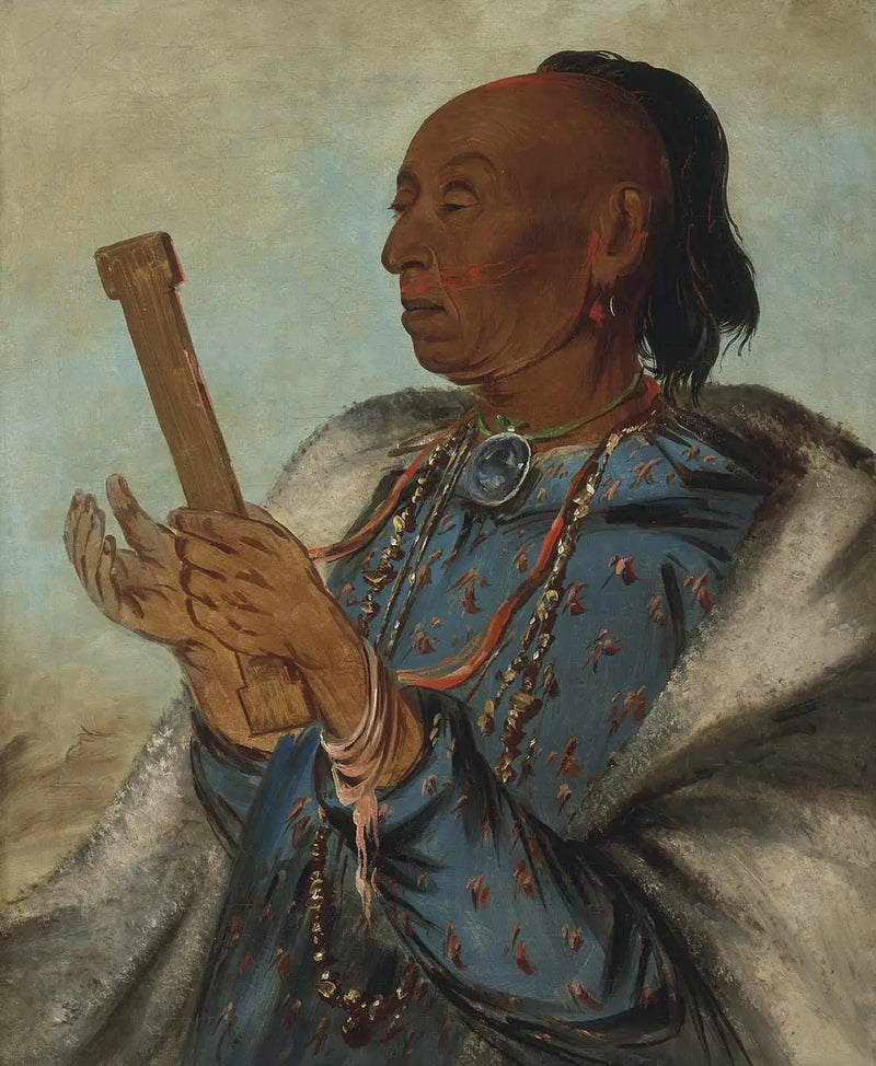 Ah-ton-we-tuck, el pavo, repitiendo su oración - George Catlin