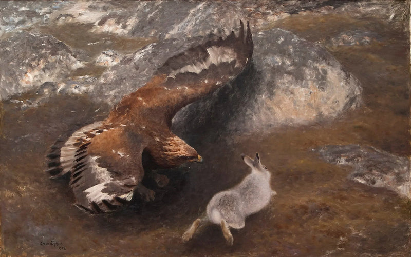 Águila y liebre - Bruno Liljefors