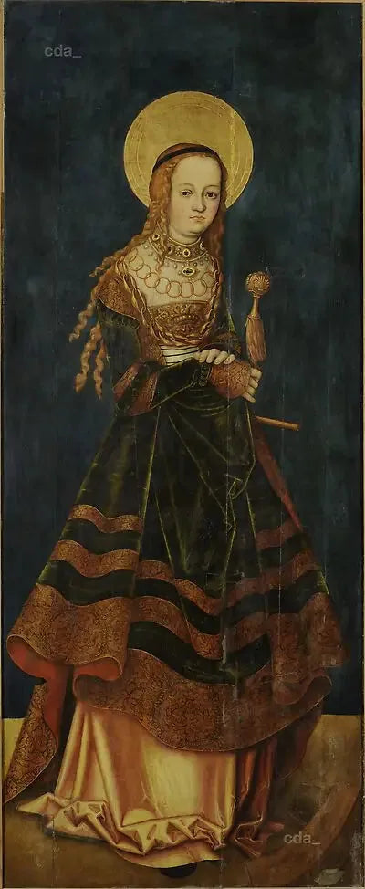 Alas del retablo del coro oeste de la catedral de Naumbourg [ala izquierda] : Santa Catalina [exterior] - Lucas Cranach el Viejo