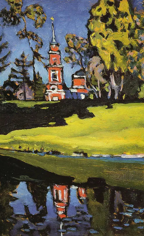 Akhtyrka, iglesia roja - Vassily Kandinsky