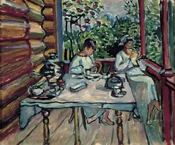 Akhtyrka, Nina y Tatiana en la veranda - Vassily Kandinsky