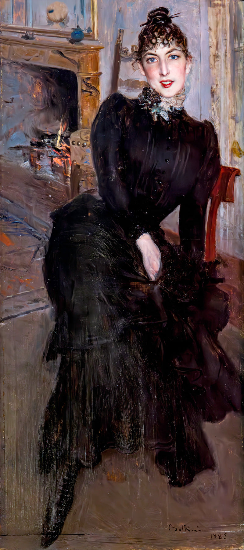 Alaide Banti en la esquina del fuego - Giovanni Boldini