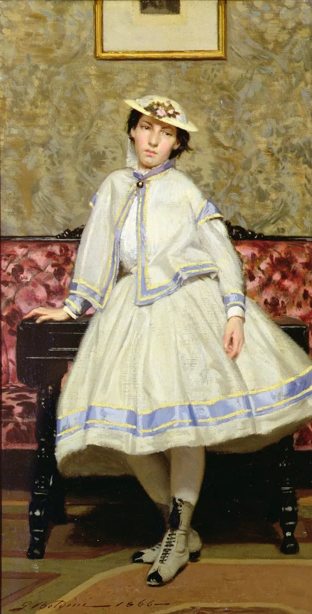 Alaide Banti en vestido blanco - Giovanni Boldini