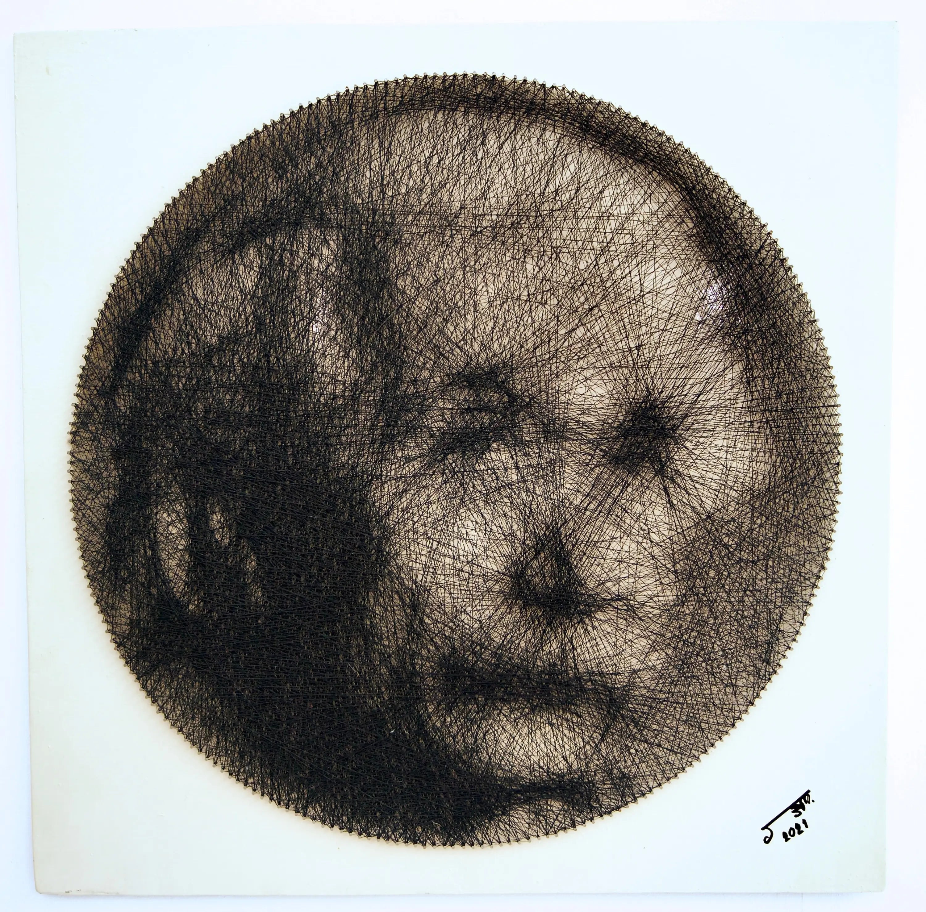 Albert Einstein String art | 60 x 60 cm image 1 reproduction de peinture à l’huile