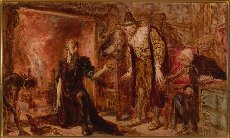 Alquimista Sendivogius y Sigismondo III, boceto - Jan Matejko