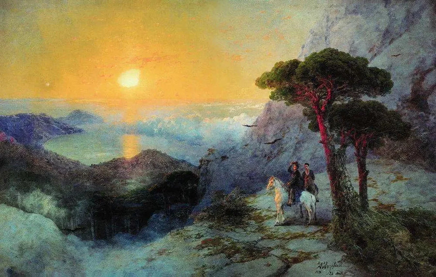 Alexandre Pouchkine en la cima de Aï-Petri al amanecer - Iván Aivazovski