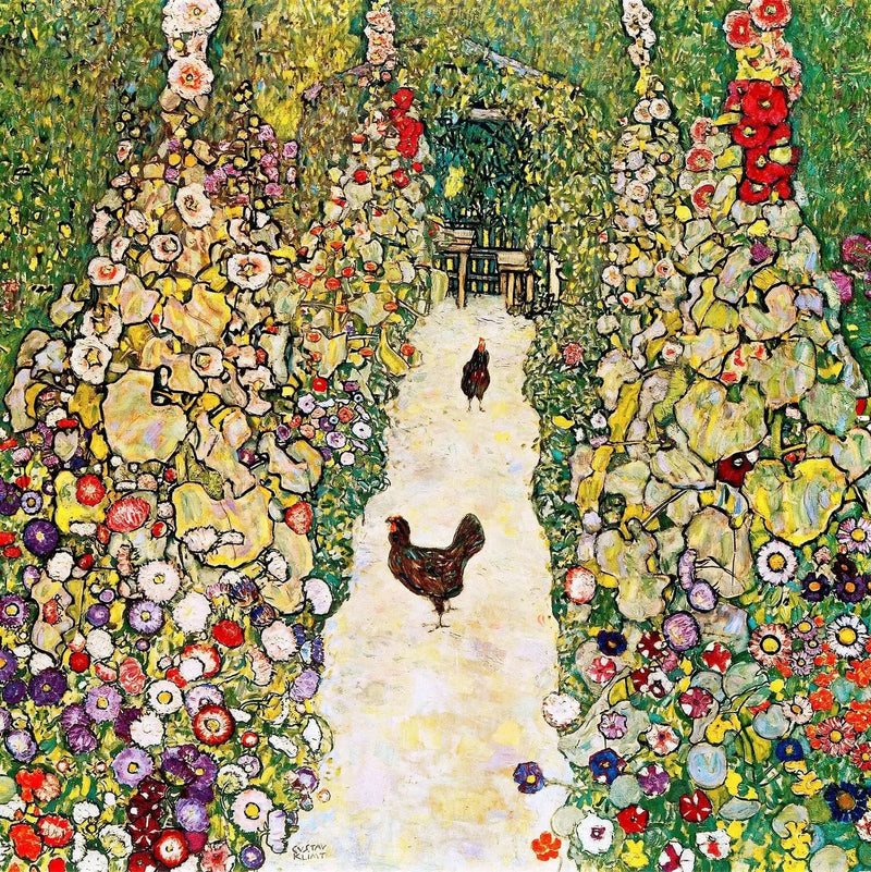 Paseo de jardín con gallinas - Gustav Klimt