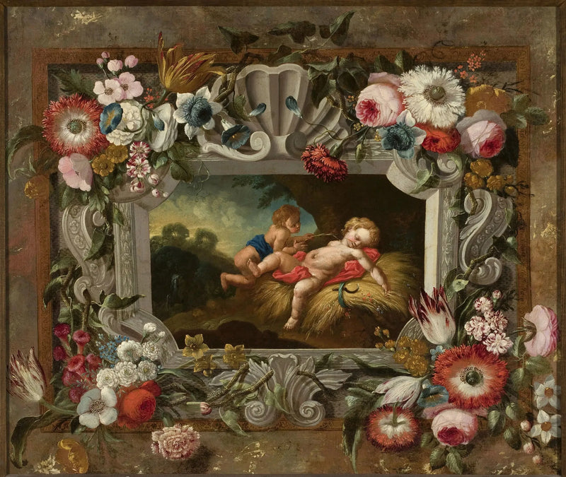 Alegoría del verano en un círculo de flores - François Boucher