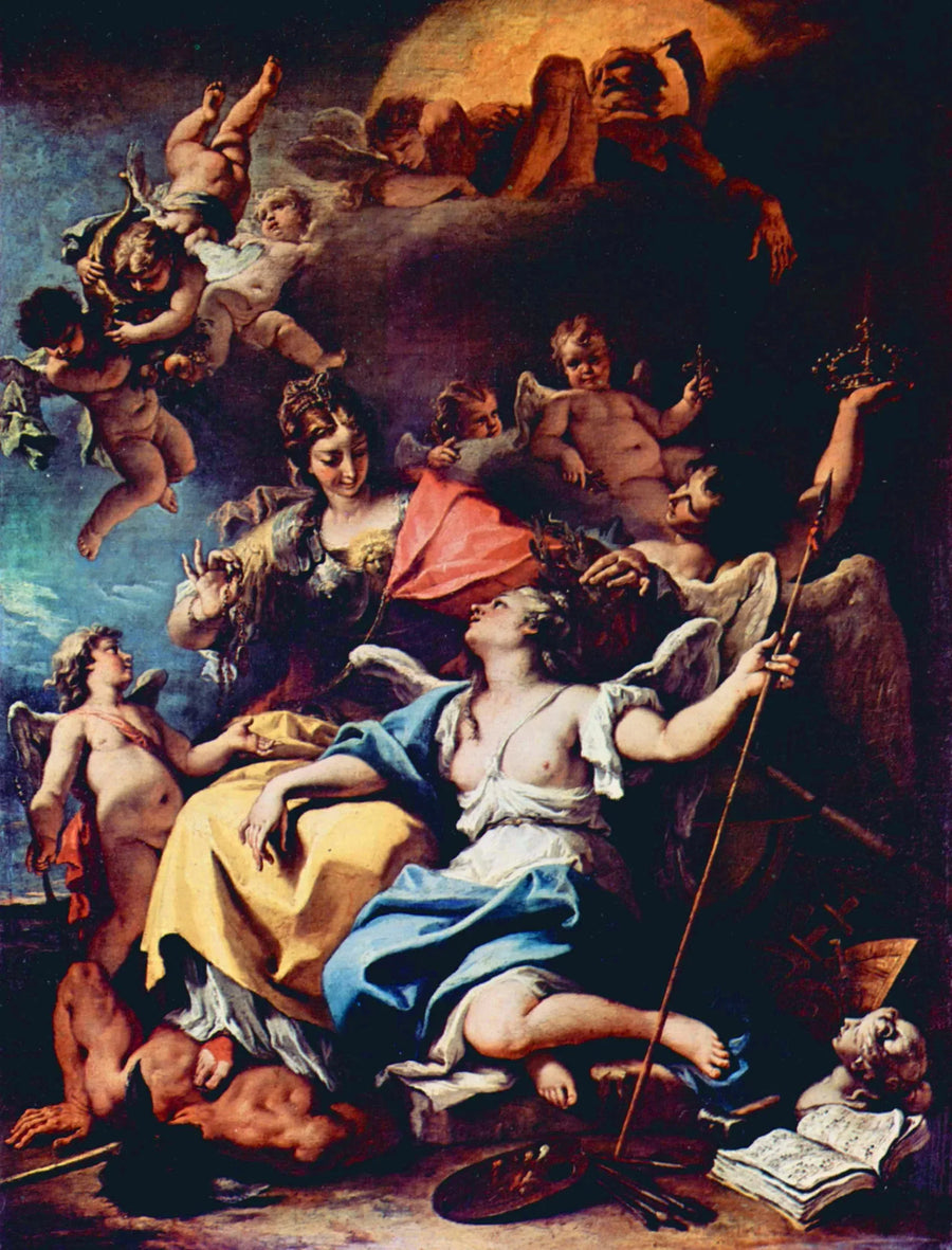 Alegoría de Francia bajo la figura de Minerva pisoteando la Ignorancia y coronando la Virtud - Sebastiano Ricci