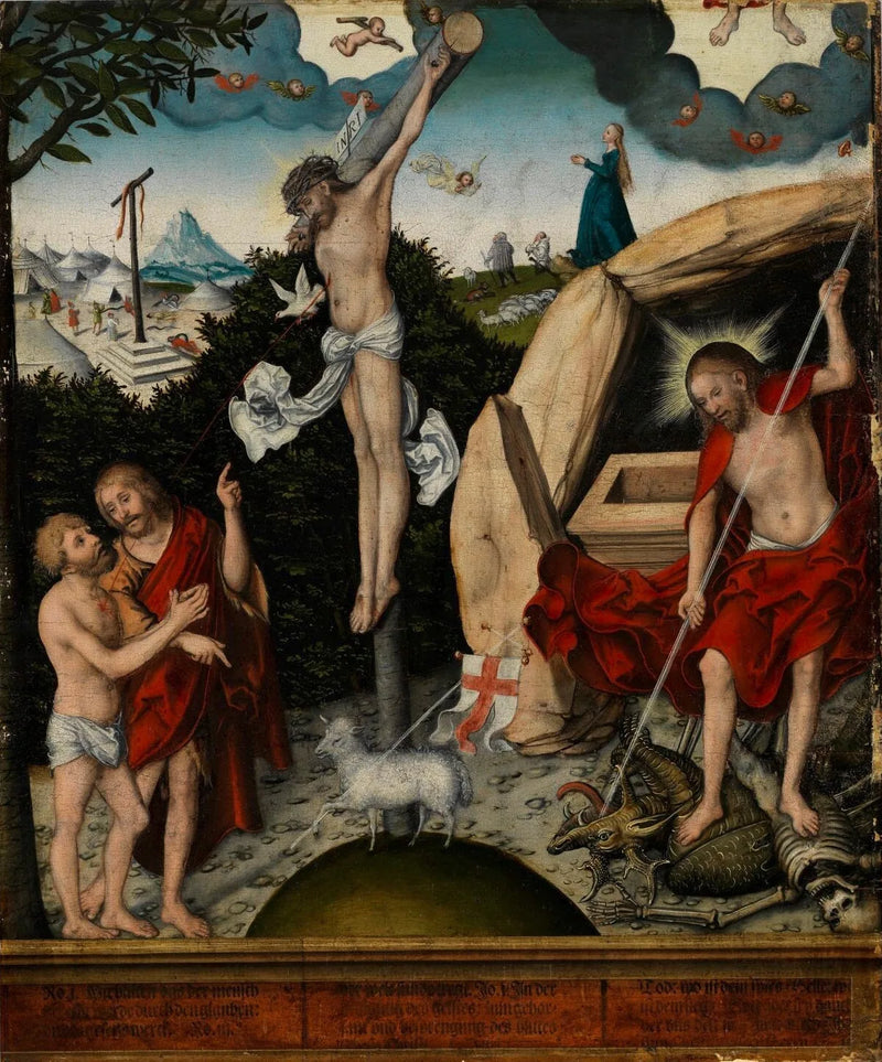 Alegoría de la Ley y la Misericordia: la Crucifixión de Jesús - Lucas Cranach el Viejo