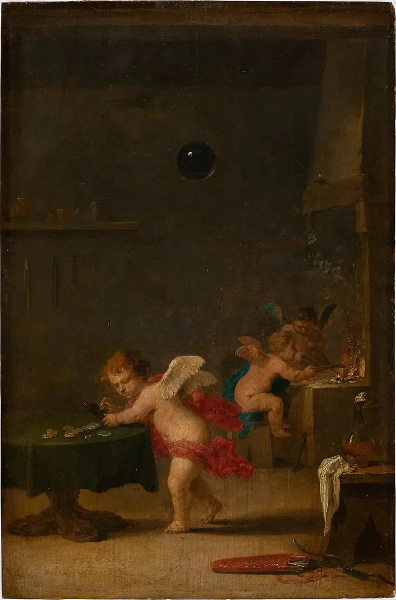 Amoretti en el taller de un alquimista - David Teniers el Joven