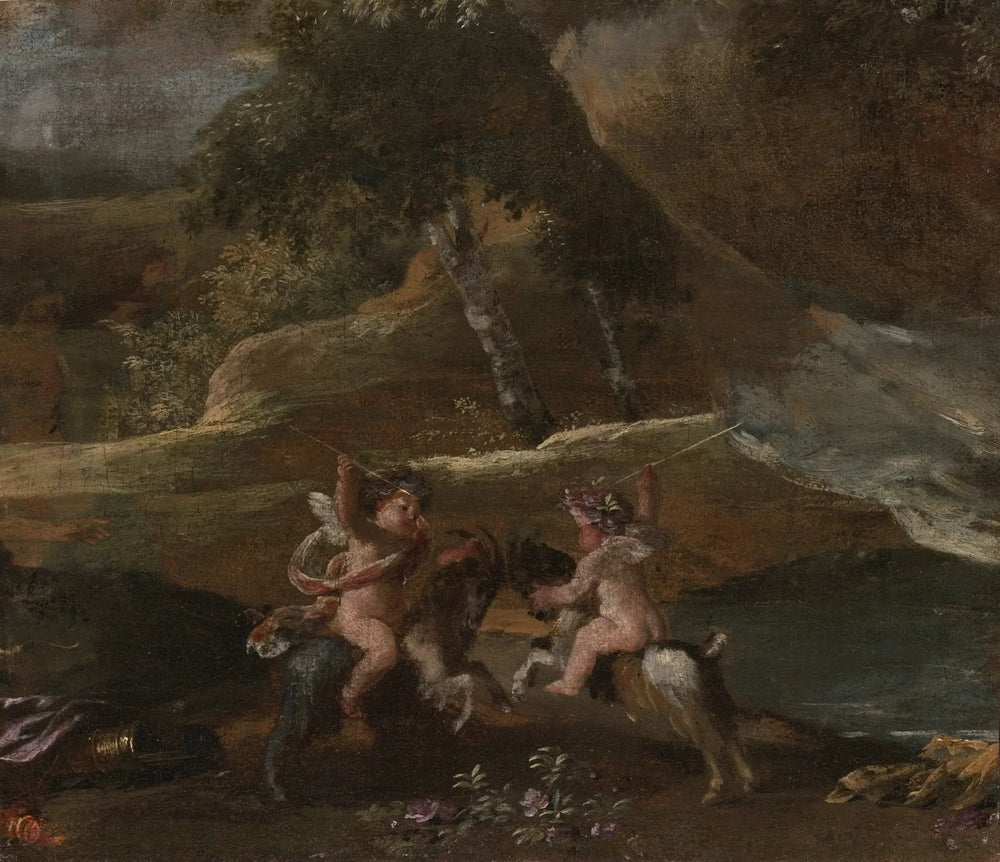 Amours chevauchant des boucs - Nicolas Poussin image 1 tableau peint à l’huile sur toile