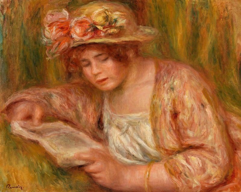 Andrée con sombrero, leyendo (Andrée in a Hat, Reading) - Pierre-Auguste Renoir