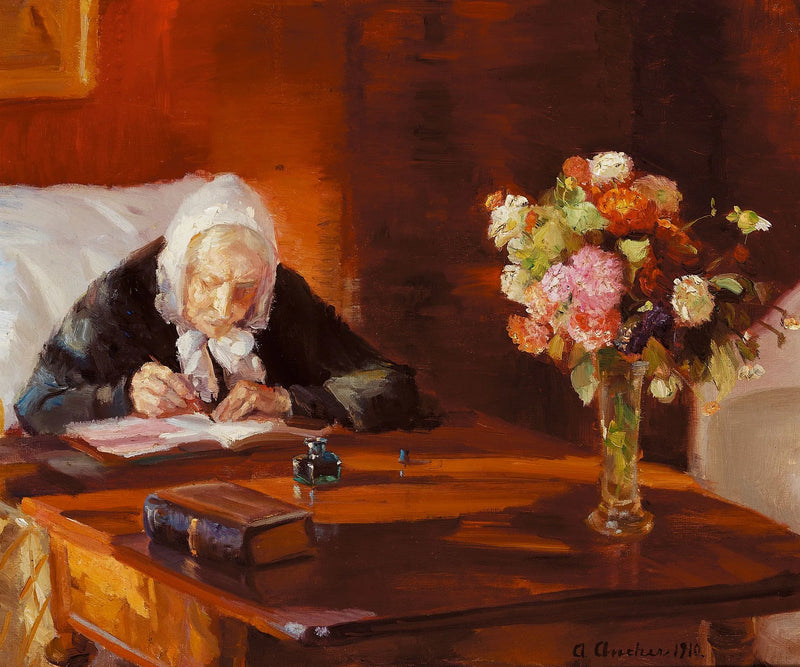 Ane Hedvig Br��ndum en su mesa - Anna Ancher