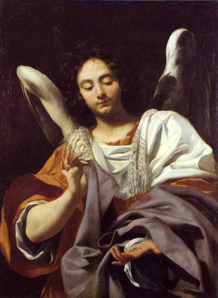 Ángel sosteniendo los dados y la túnica - Simon Vouet