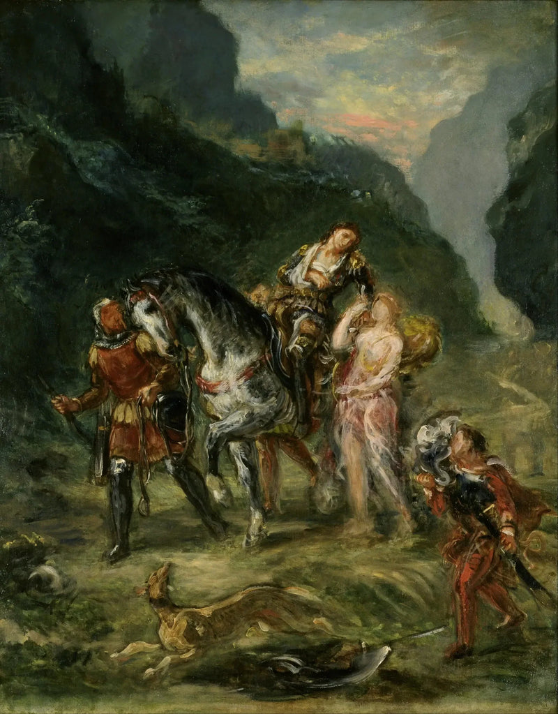 Angélique y el herido Medoro - Eugène Delacroix