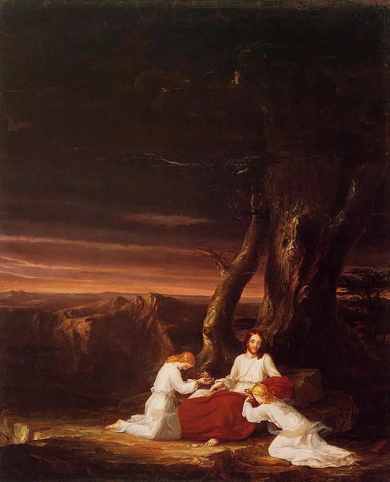 Ángeles dedicándose a Cristo en la naturaleza - Thomas Cole