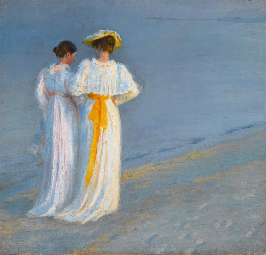 Anna Ancher y Marie Krøyer en la playa de Skagen - Peder Severin Krøyer